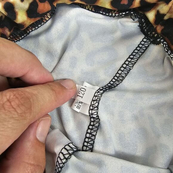 Girls Size 120 (4/5) Leopard Print Cheetah Print Bell Bottom Ruffle Tan Black - Picture 2 of 3